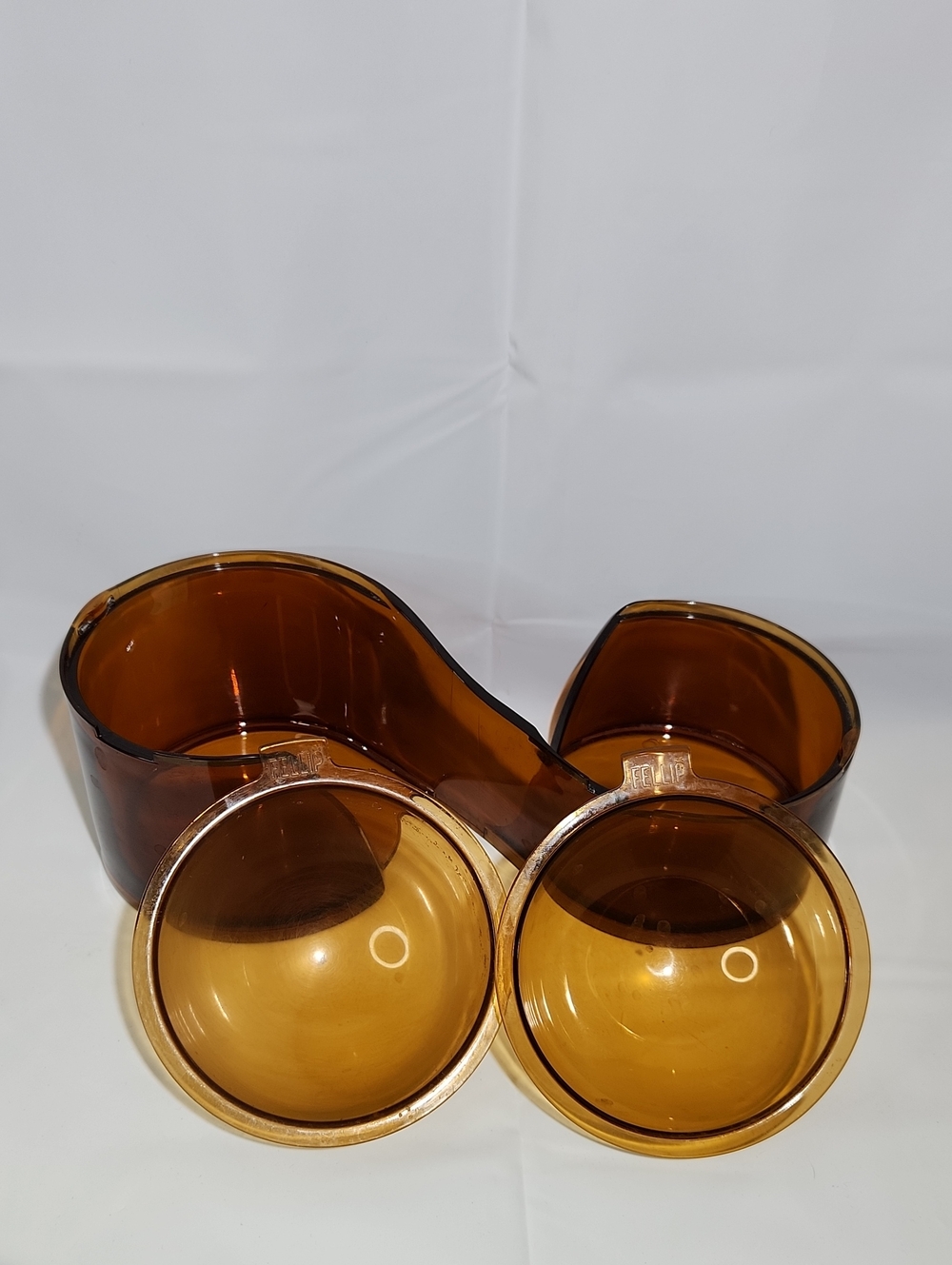 FelliPet HiLo Amber Brown Acrylic Dog/Cat Feeder, *RARE* Matching Acrylic Bowls